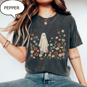 Spooky Ghost Floral Halloween T-Shirt