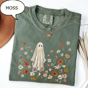 Spooky Ghost Floral Halloween T-Shirt