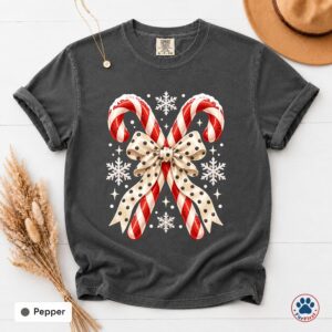 Candy Cane Coquette Bow Shirt